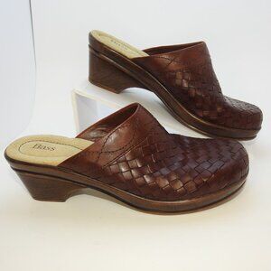 Bass Trisket Womens Size 9M Brown Mules Woven Slip On Casual Shoes